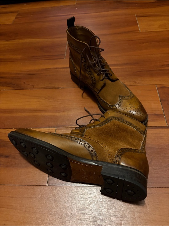 Gino Bianchi Brown Leather Suede Boots Mens Sz 43 main image 5